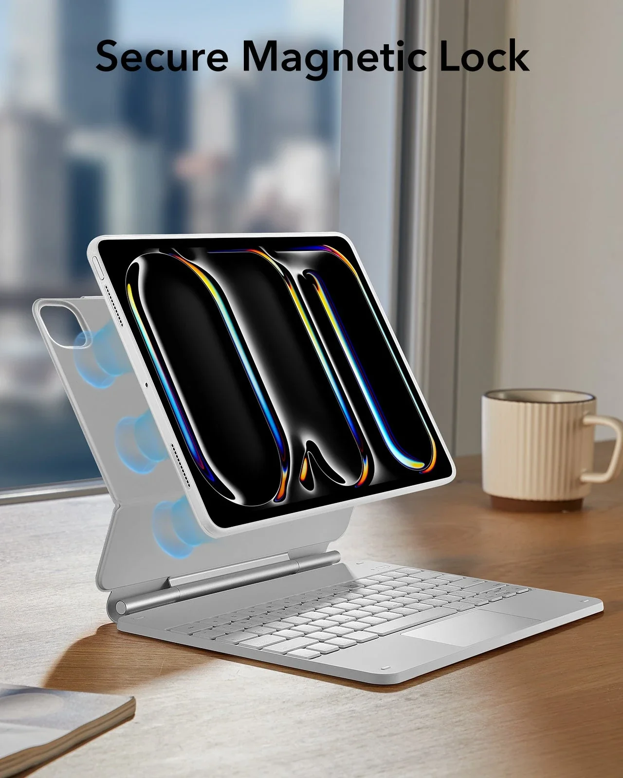 iPad Pro 13″ (2025) Rebound Magnetic Keyboard Case 360 - UK Layout-White - Image 7