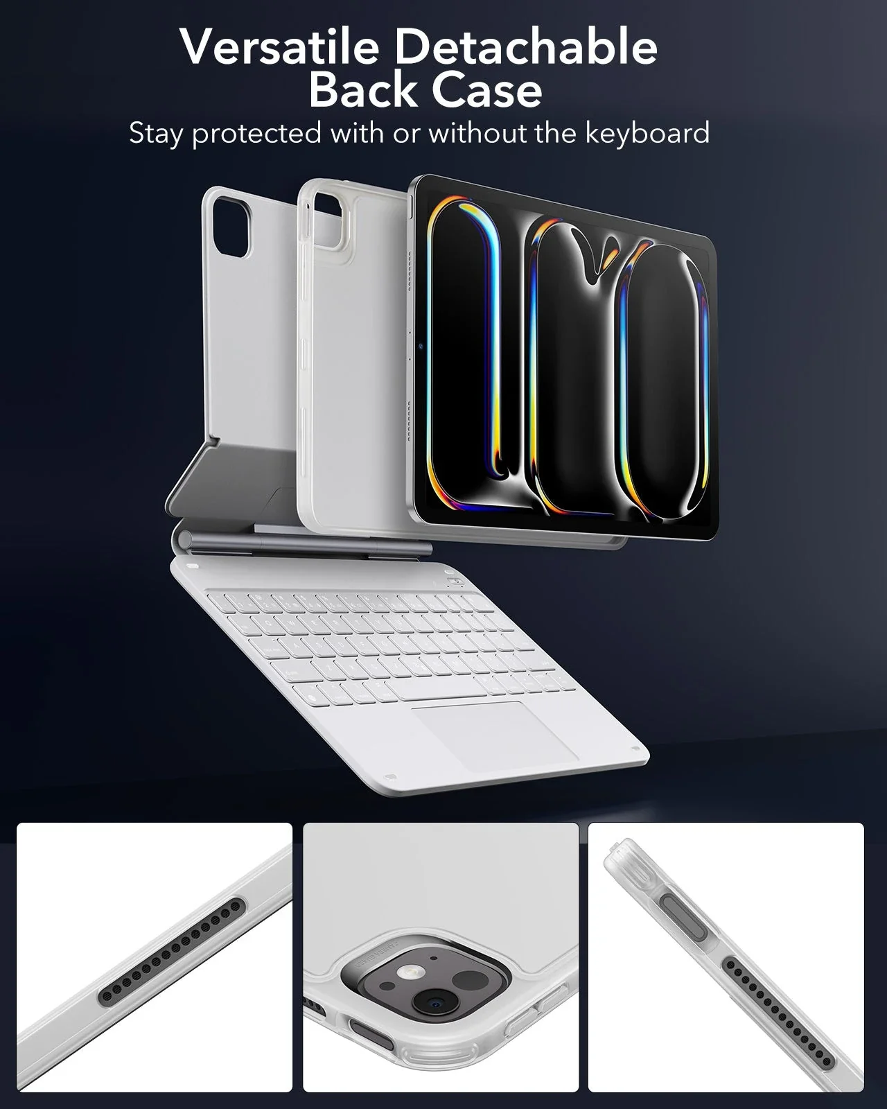 iPad Pro 13″ (2025) Rebound Magnetic Keyboard Case 360 - UK Layout-White - Image 8